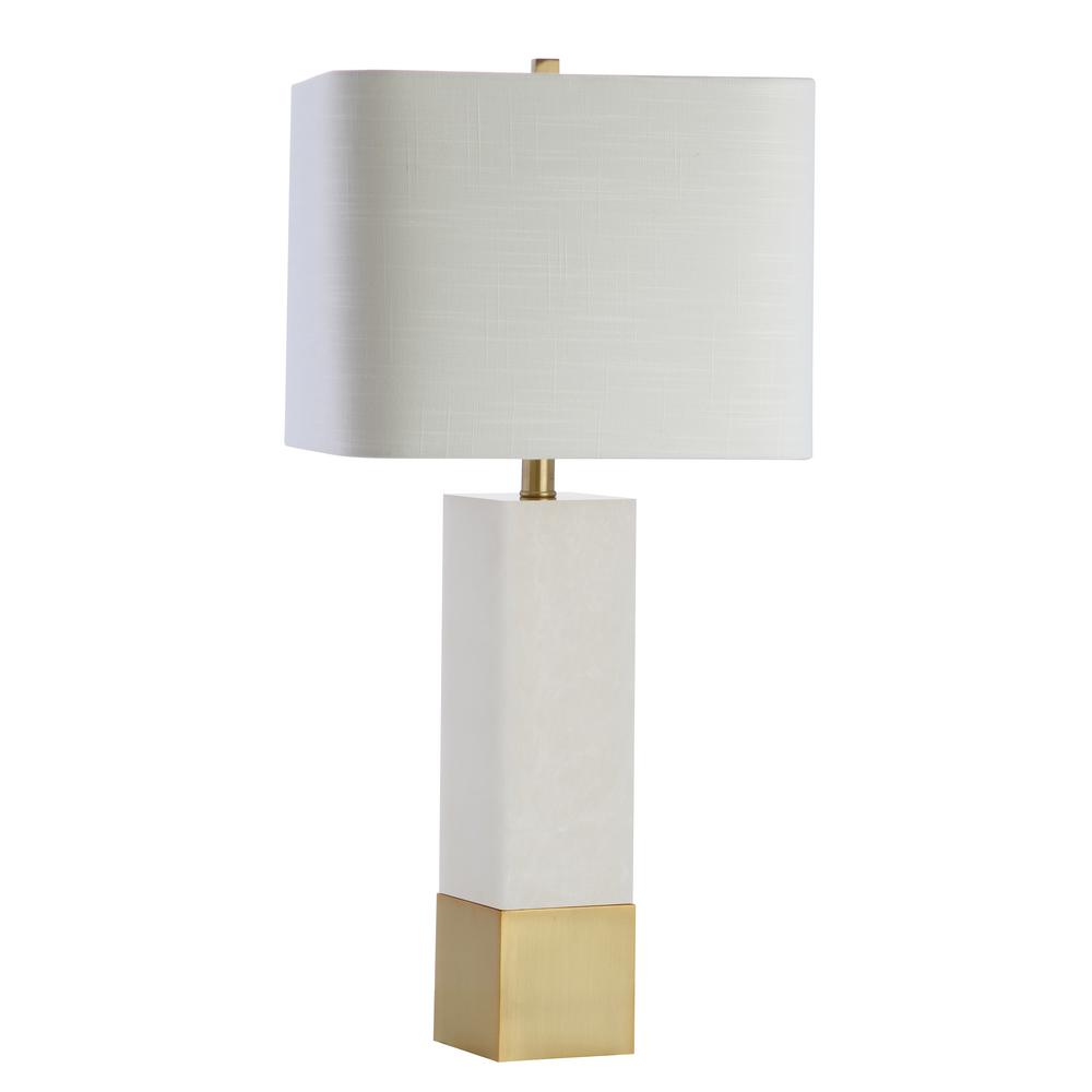 Jonathan Y Jeffrey 29 In Brass Gold White Metal Marble Led Table Lamp Jyl5009a The Home Depot