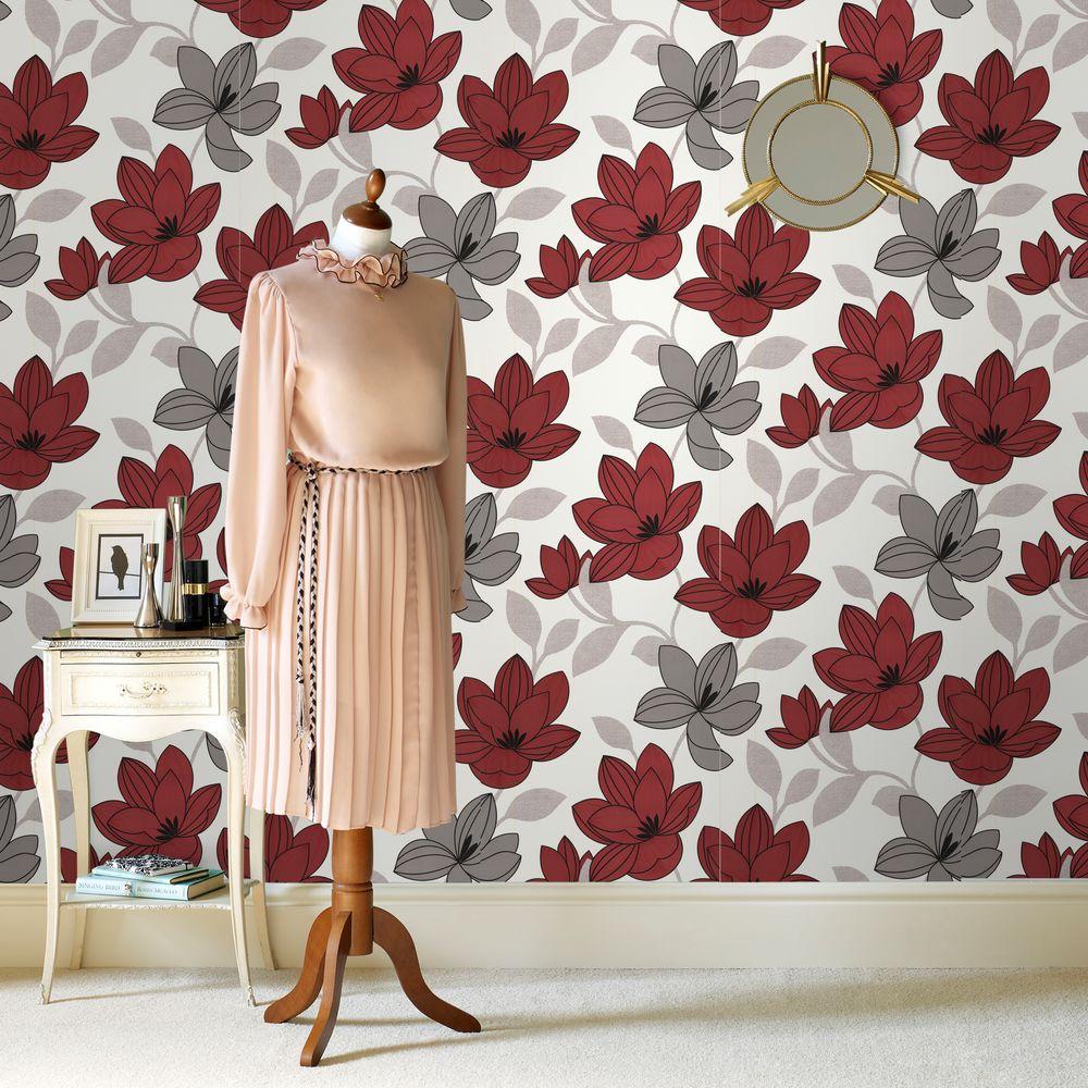 Graham & Brown Superflora Red Wallpaper-20-595 - The Home Depot