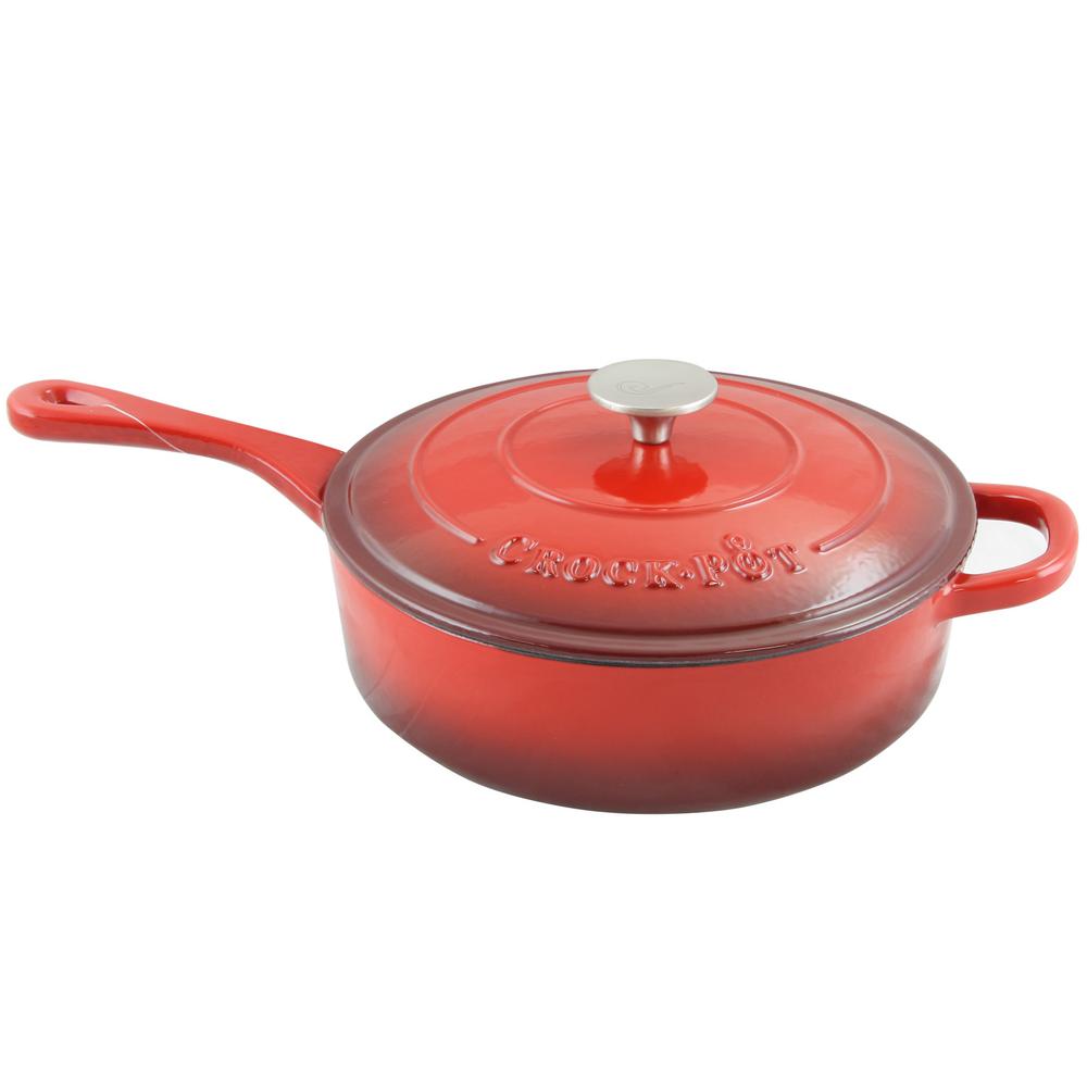CrockPot Artisan 3.5 Qt. Enameled Cast Iron Deep Saut Pan with Self
