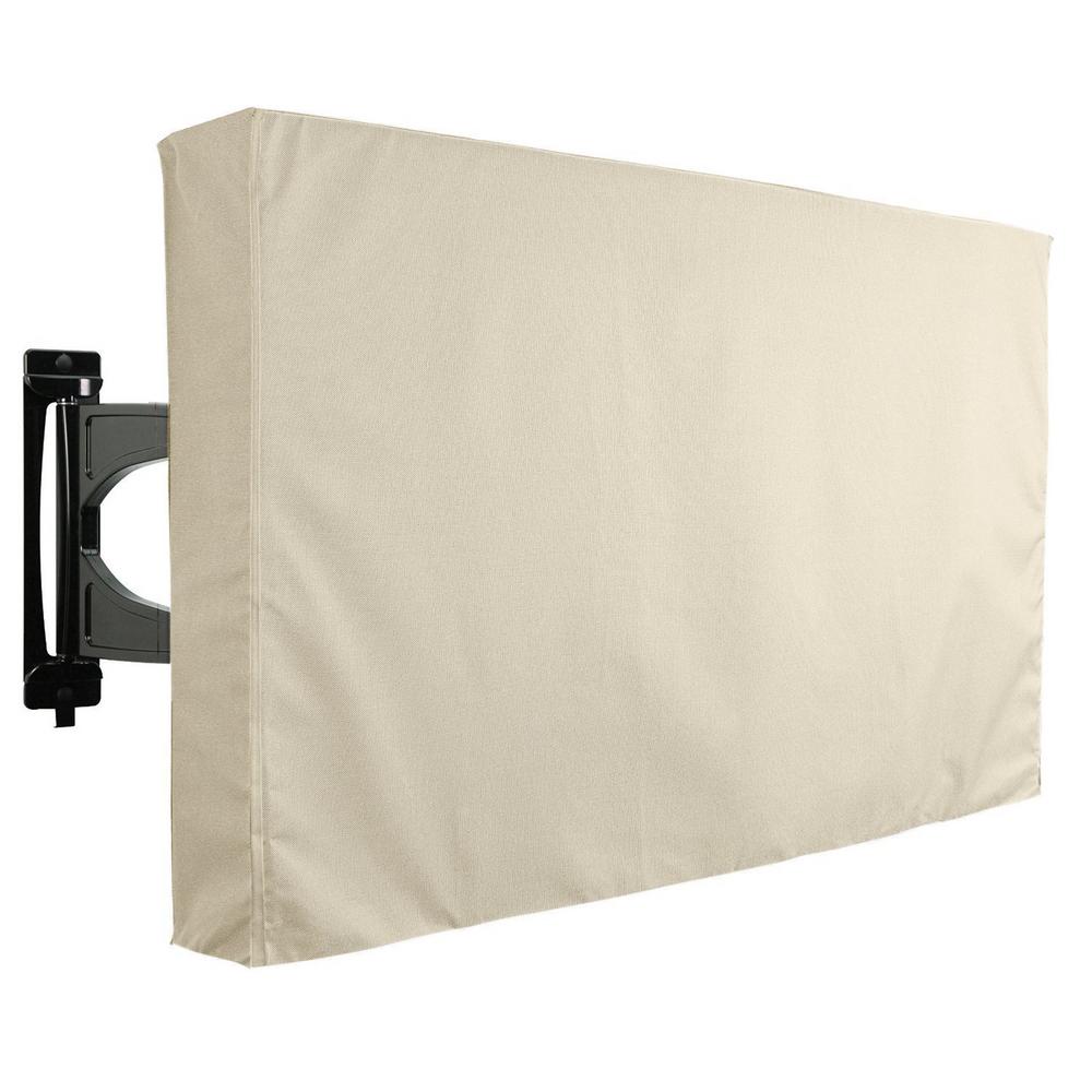 with Bottom Cover Weatherproof Waterproof Protection with Front Flap Outdoor TV Cover 60-65 inch Screen Cleaner /& Microfiber Cloth Soft Interior
