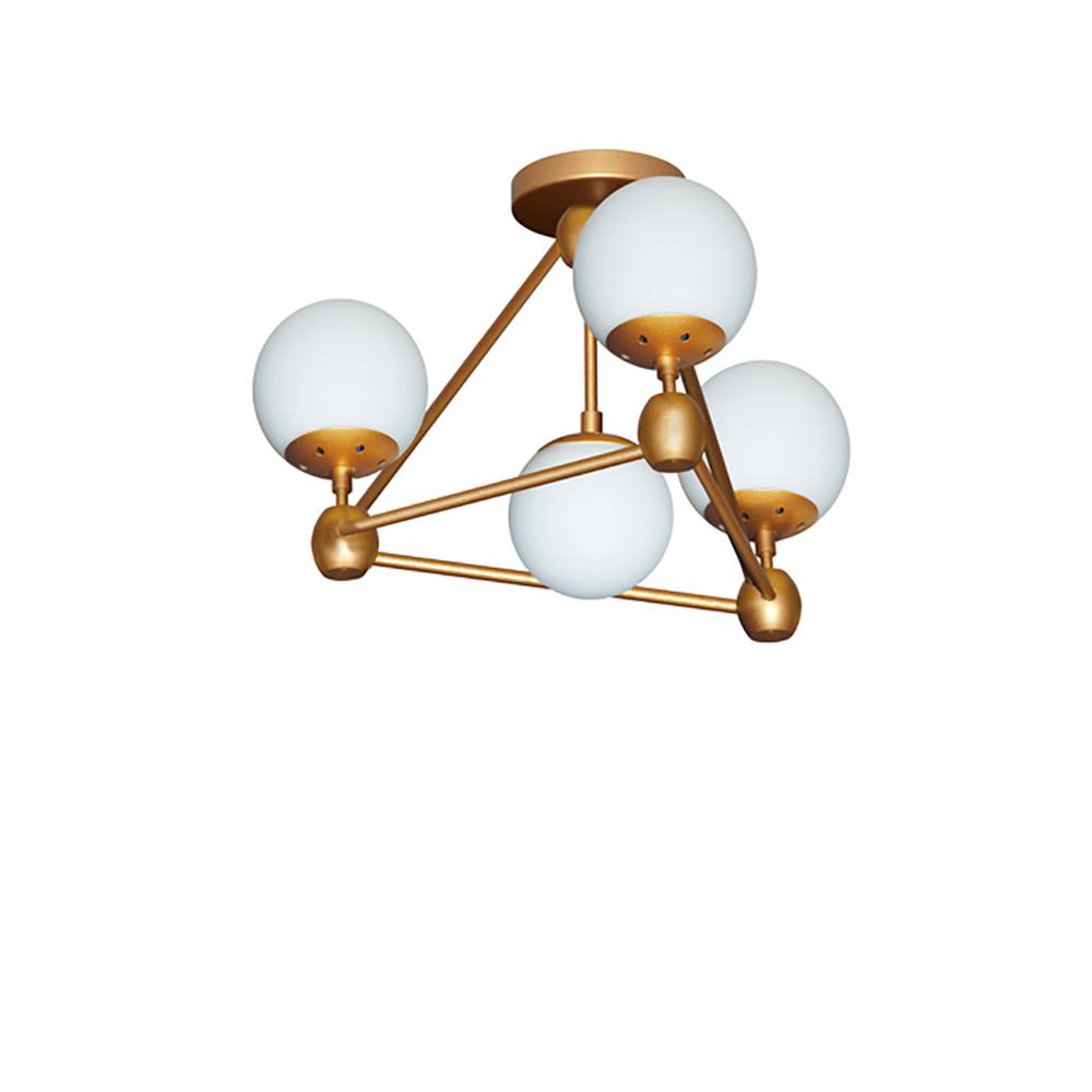 Art Deco Flush Mount Lights Lighting The Home Depot 4 Light Gold Semi Flushmount With Frosted Gl