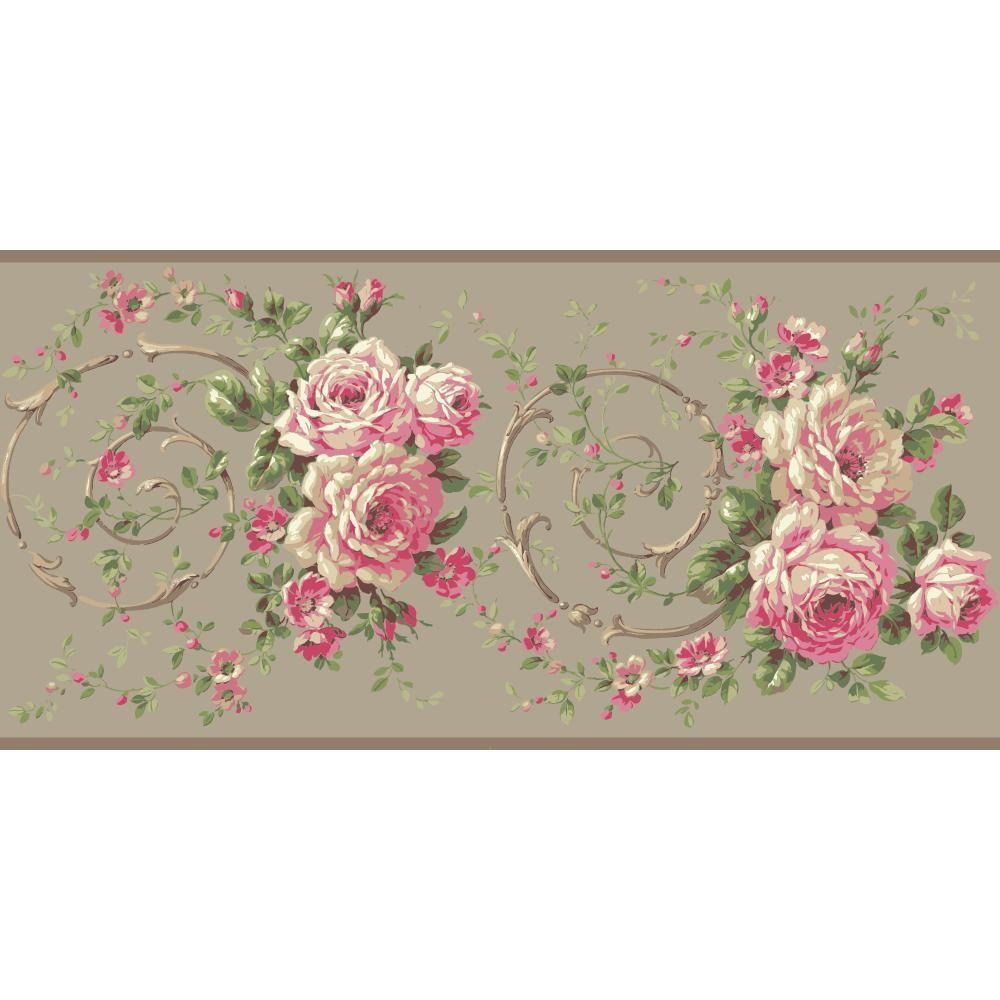 York Wallcoverings Casabella II Rose Scroll Wallpaper BorderBA4620B The Home Depot