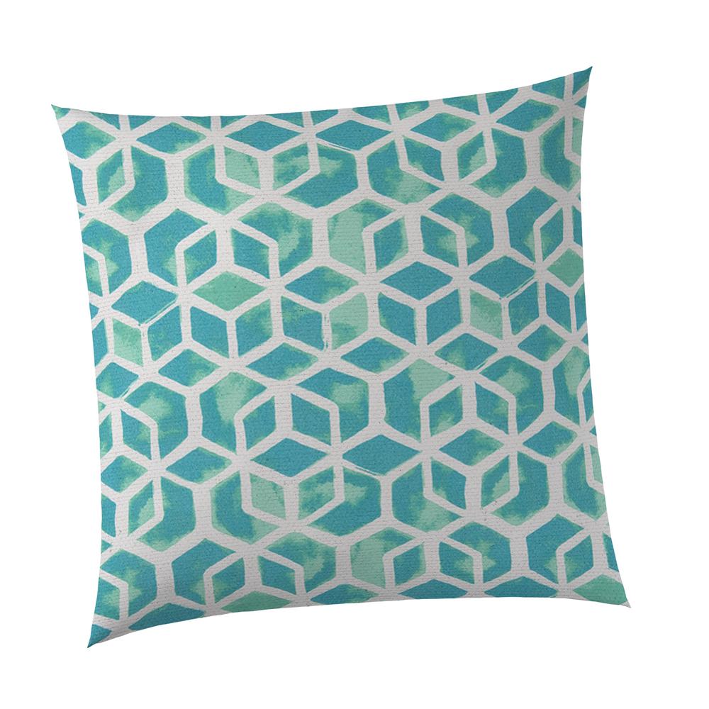 Grouchy Goose Teal Cubed Square Outdoor Throw Pillow 01284 