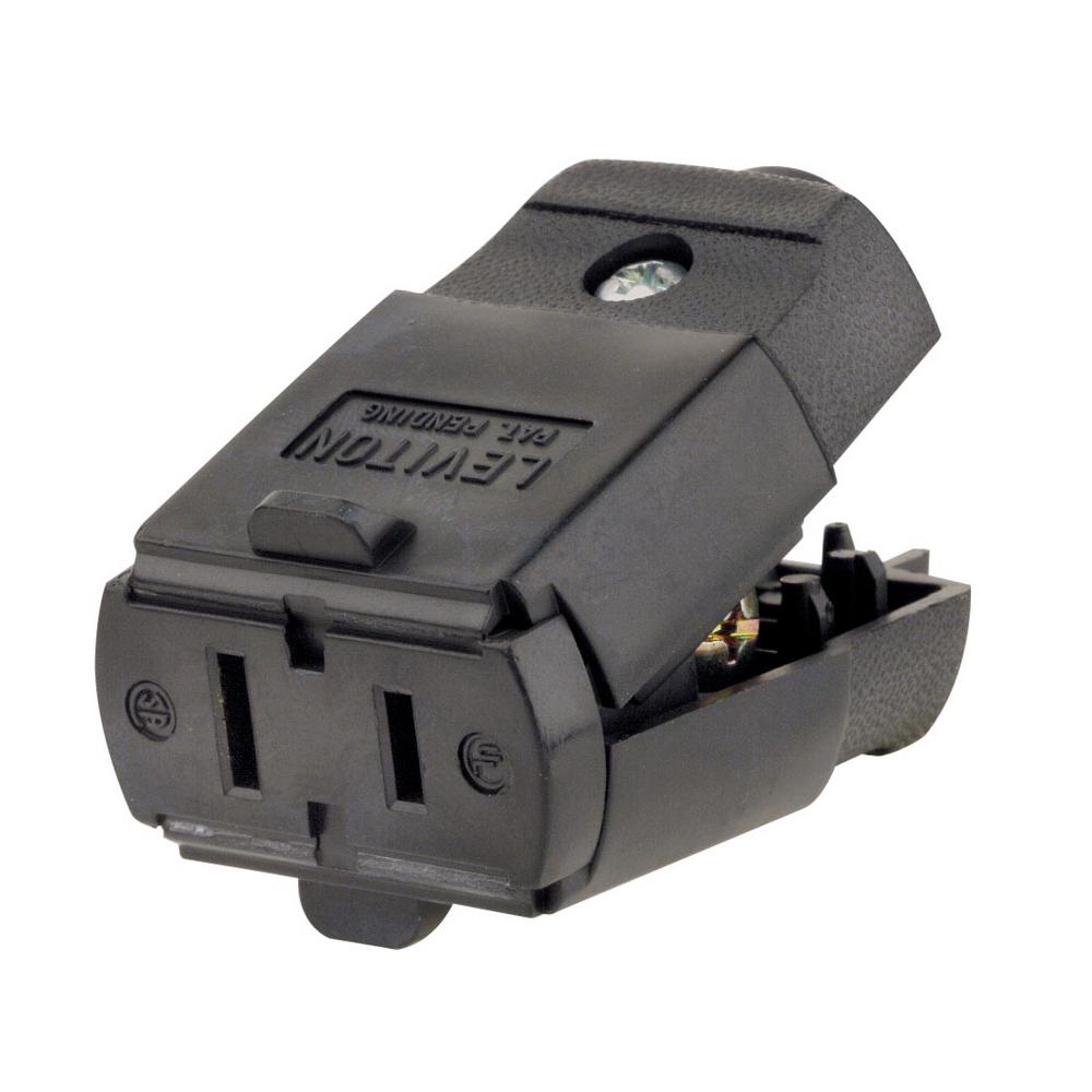 Leviton 15 Amp 125-Volt Light Duty Polarized Connector, Black-102-EP ...