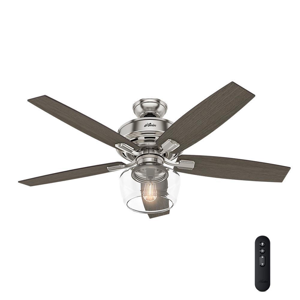 Hunter Bennett 52 in. LED Indoor Brushed Nickel Ceiling ...