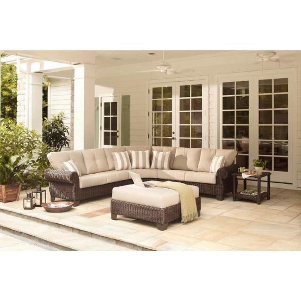 Hampton Bay Mill Valley 4Piece Patio Sectional Set with Parchment