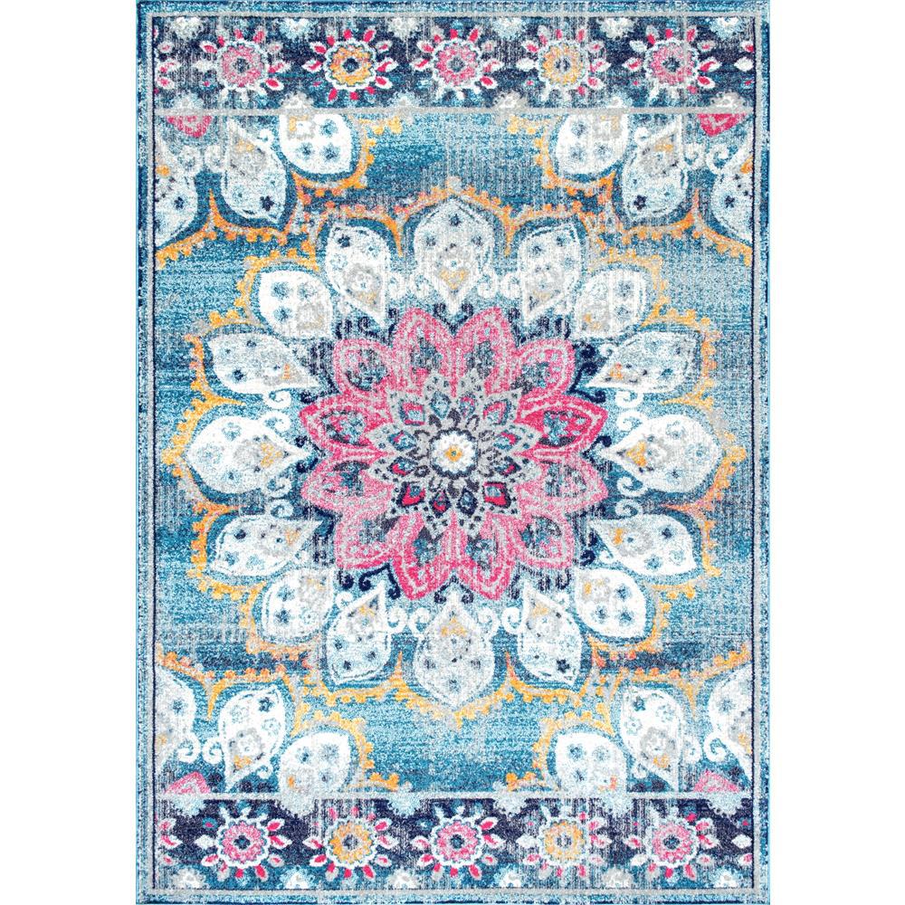 Nuloom Kiyoko Vintage Fl Turquoise 9 Ft X 12 Area Rug
