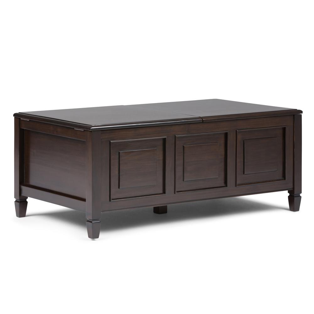 Simpli Home Connaught Dark Chestnut Brown Coffee Table 3axccon 01 Simpli Home Connaught Dark Chestnut Brown Coffee Table