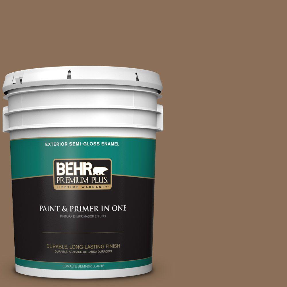 BEHR Premium Plus 5gal. 180F6 Brown Ridge SemiGloss Enamel Exterior