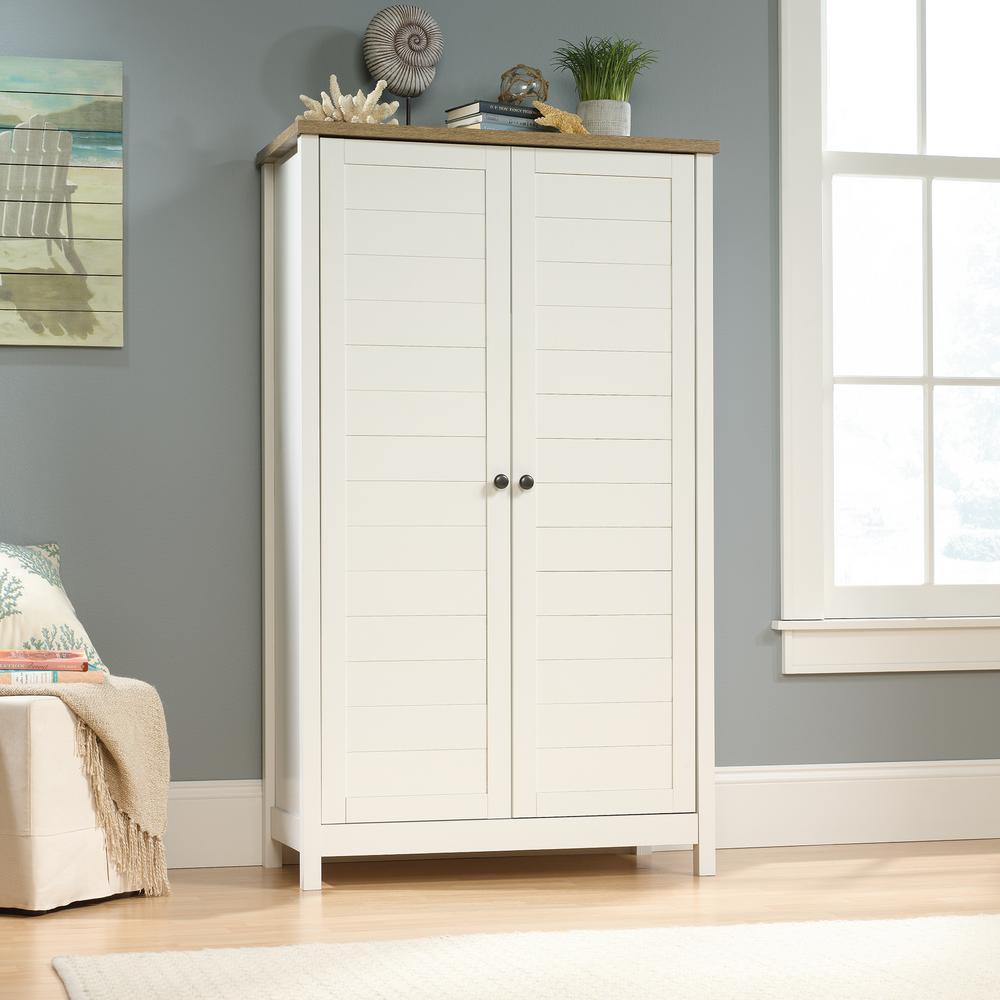 Sauder Cottage Road Soft White Storage Cabinet 423509 The Home Depot
