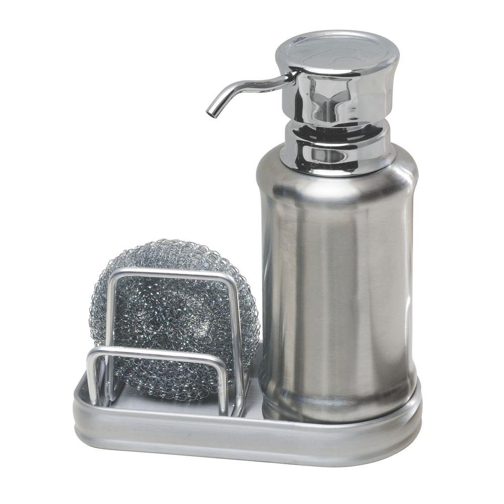 interDesign York Ergo Soap Dispenser and Scrubby Center in Split Finish