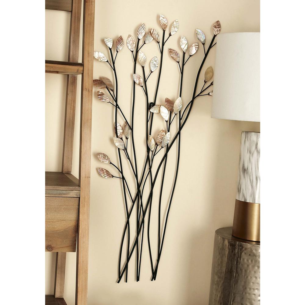 36 in. x 18 in. Iron Leaves on Stem Wall Decor (3-Pack)-13473 - The ...