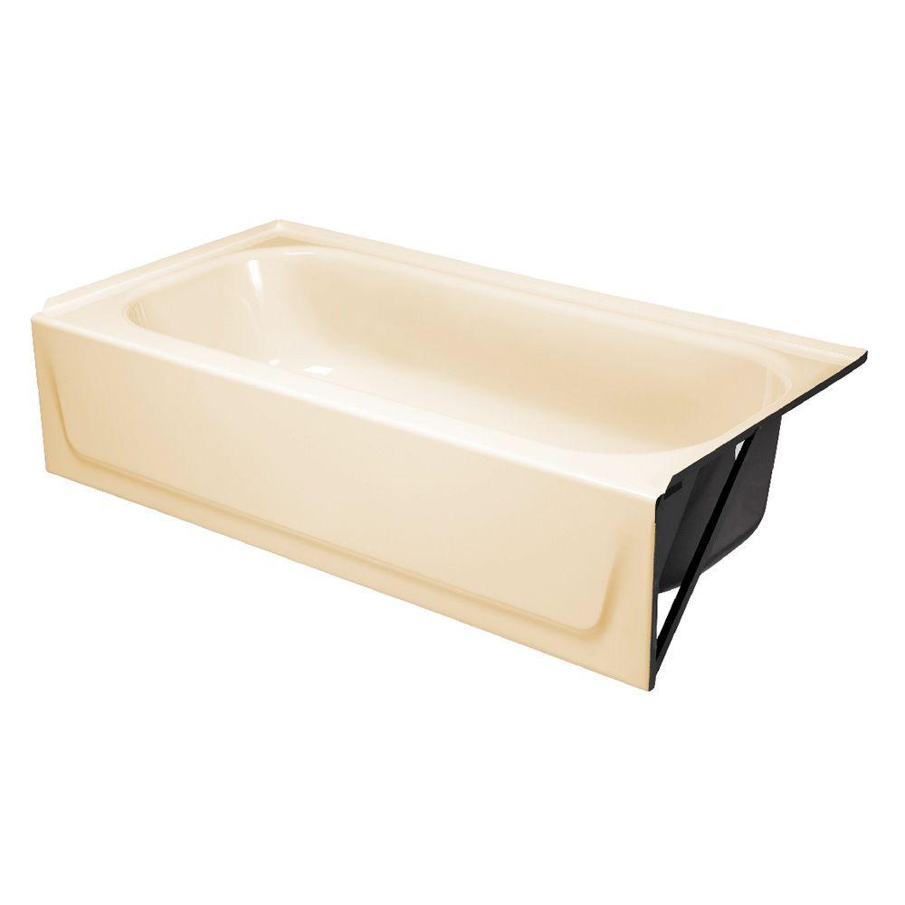 Bootz Industries Aloha 60 in. Right Drain Rectangular Alcove Soaking Bathtub in Bone, Ivory