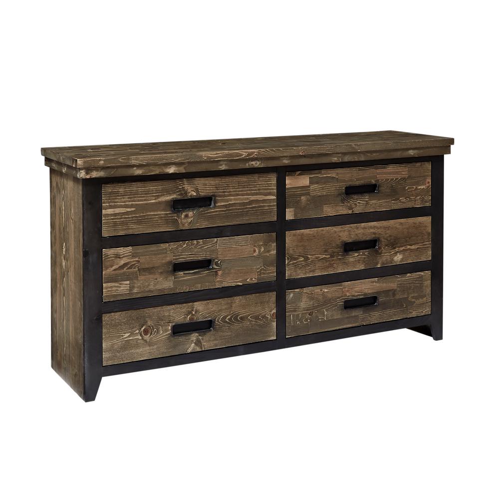 Progressive Furniture Renegade 6 Drawer Black And Honey Dresser 34 In X 65 17 B607 23 The Home Depot Progressive Furniture Renegade 6 Drawer