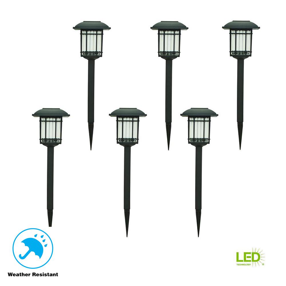 Ezsolar Solar Powered Led Stainless Steel Pathway Light 6 Pack Solar Black Outdoor Integrated Led 3000k 6 Lumens Landscape Pathway Light