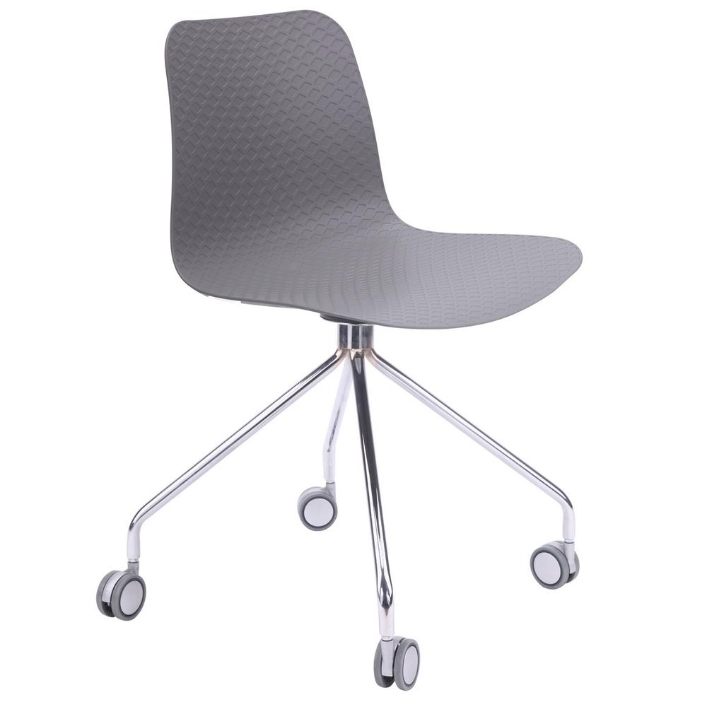 Cozyblock Hebe Series Gray Office Chair Designer Task Chair Molded Plastic Seat With Chrome Wheel Legs Set Of 2 Hebe 4 Gry 2 The Home Depot