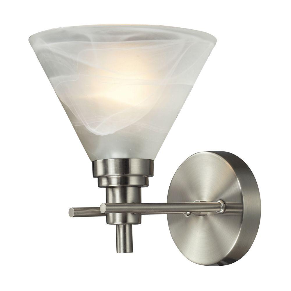 Titan Lighting Pemberton 1 Light Brushed Nickel Wall Mount Bath Bar Light Tn 8001 The Home Depot 2418