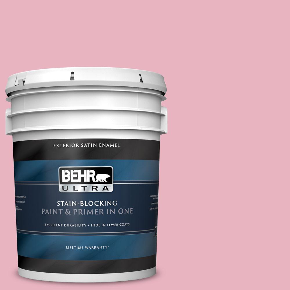 BEHR ULTRA 5 gal. M1403 Premium Pink Satin Enamel Exterior Paint and