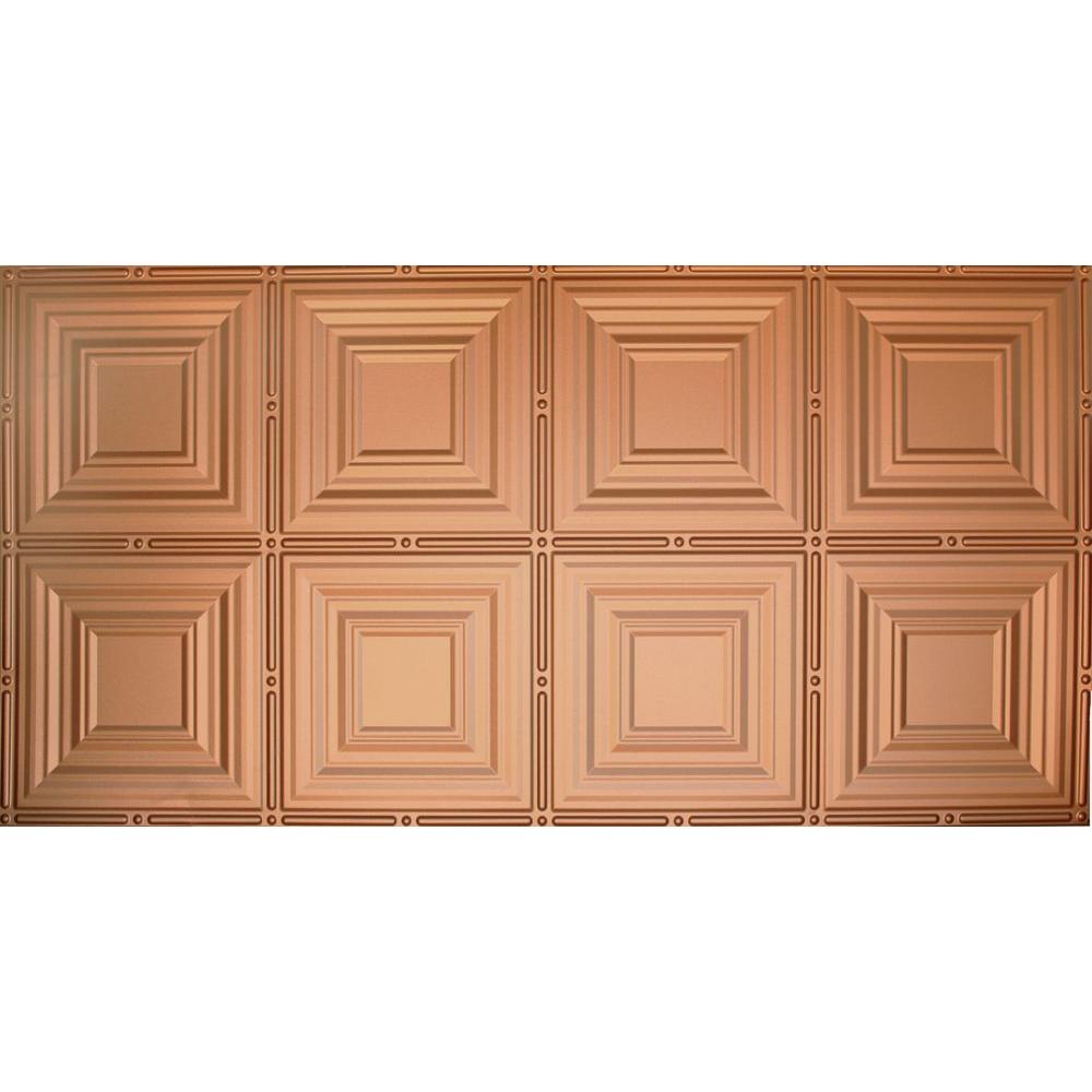 Global Specialty Products Dimensions Faux 2 Ft X 4 Ft Glue Up Tin Style Copper Ceiling Tile For Surface Mount