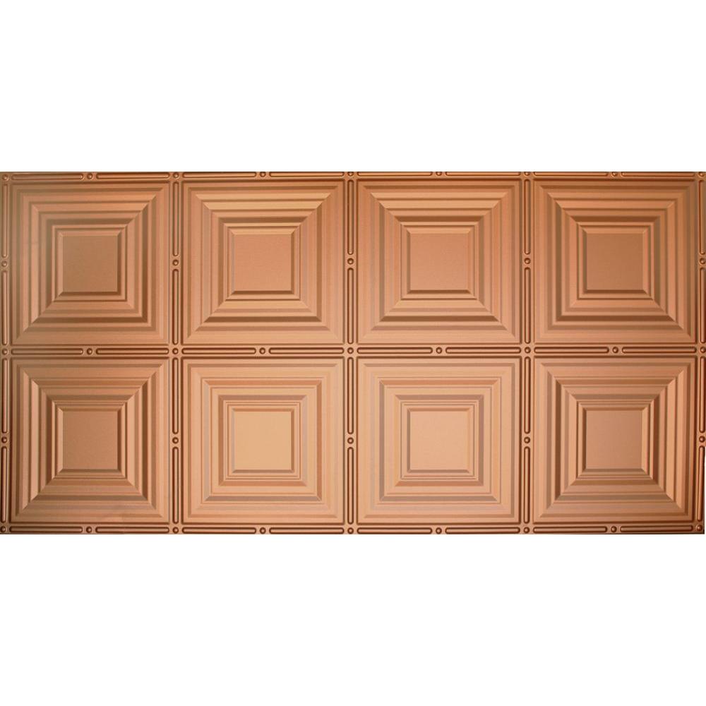 Dimensions Faux 2 Ft X 4 Ft Glue Up Tin Style Copper Ceiling Tile For Surface Mount