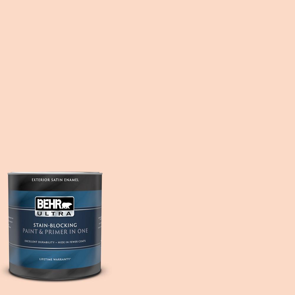 BEHR ULTRA 1 qt. #250C-2 Sugared Peach Satin Enamel Exterior Paint and ...