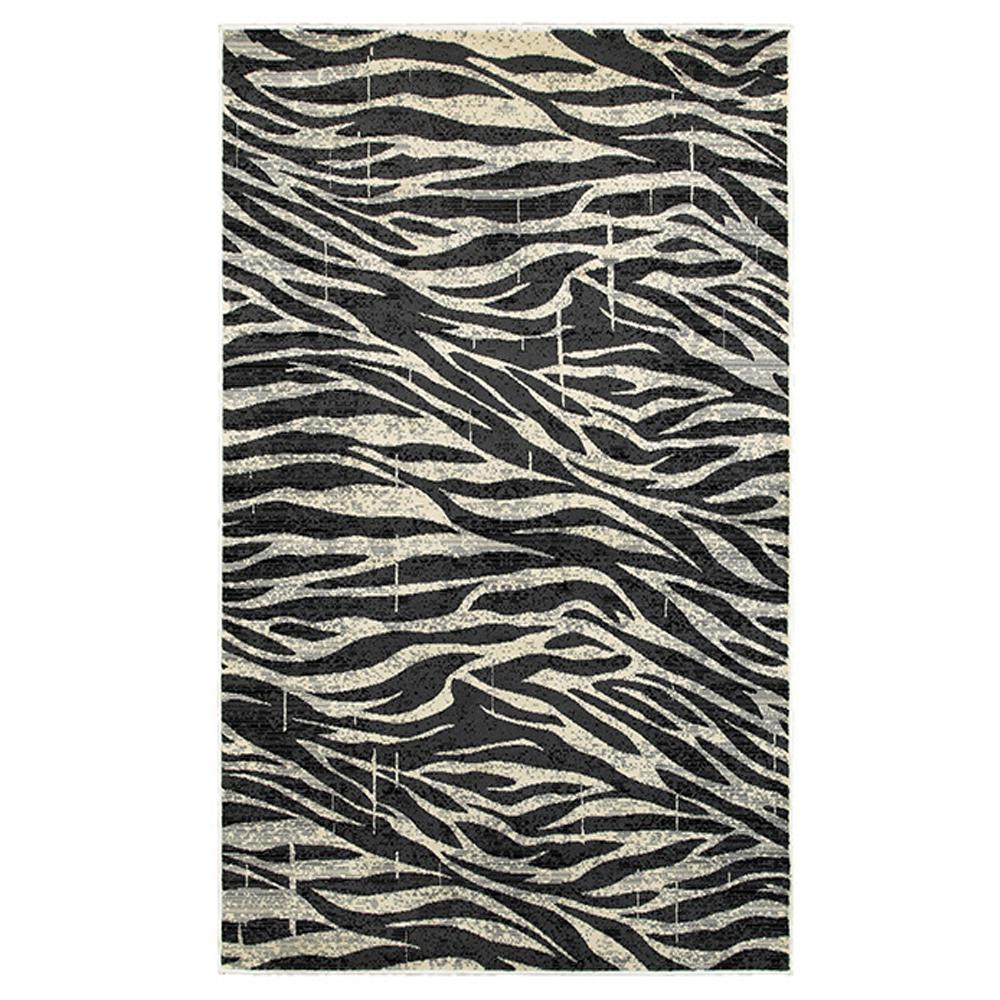 Lr Resources Adana Faux Zebra Animal Skin White Anthracite 5 Ft X 7 Vibrant Indoor Area Rug