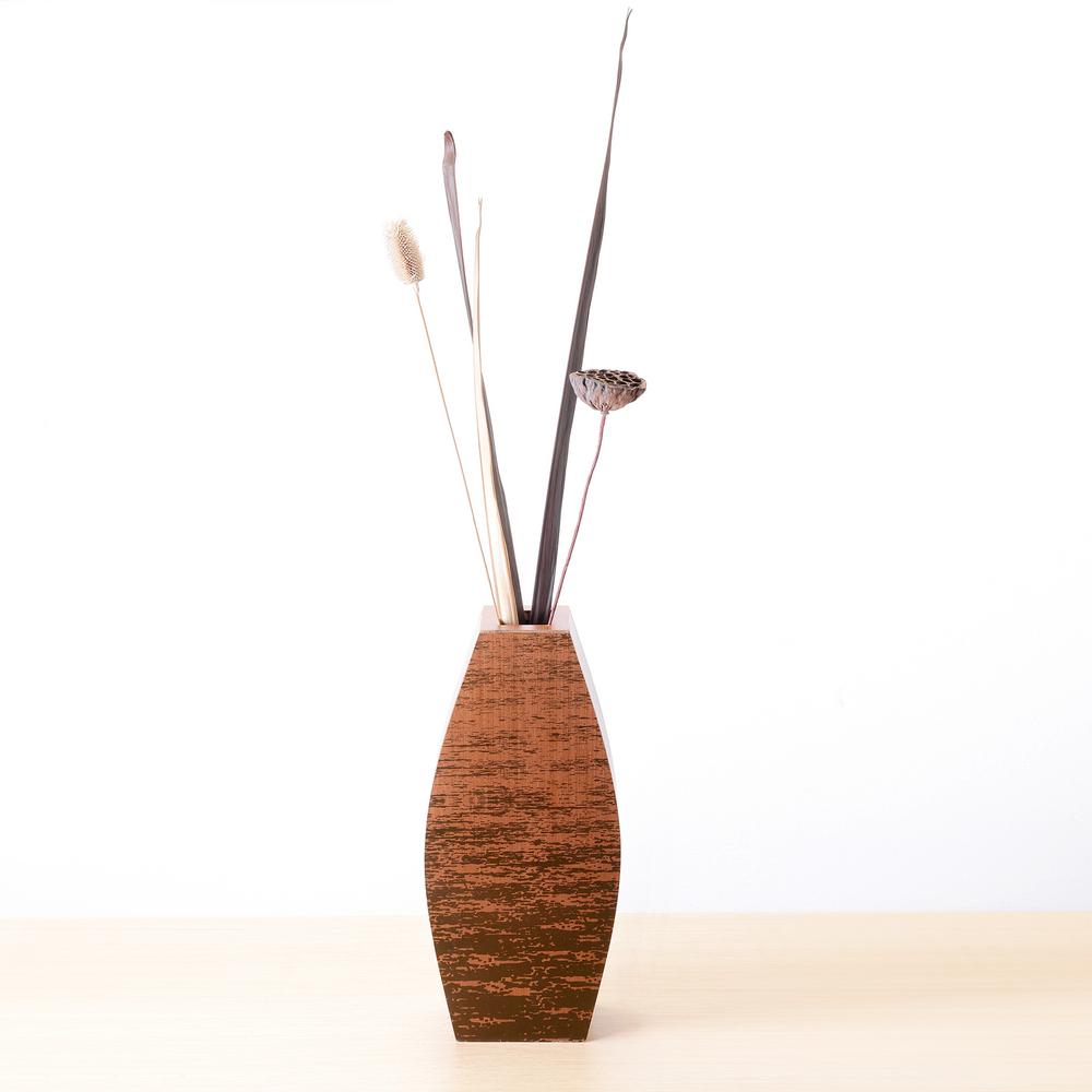 Villacera 15 In Mango Wood Cylinder Floor Vase With Rustic
