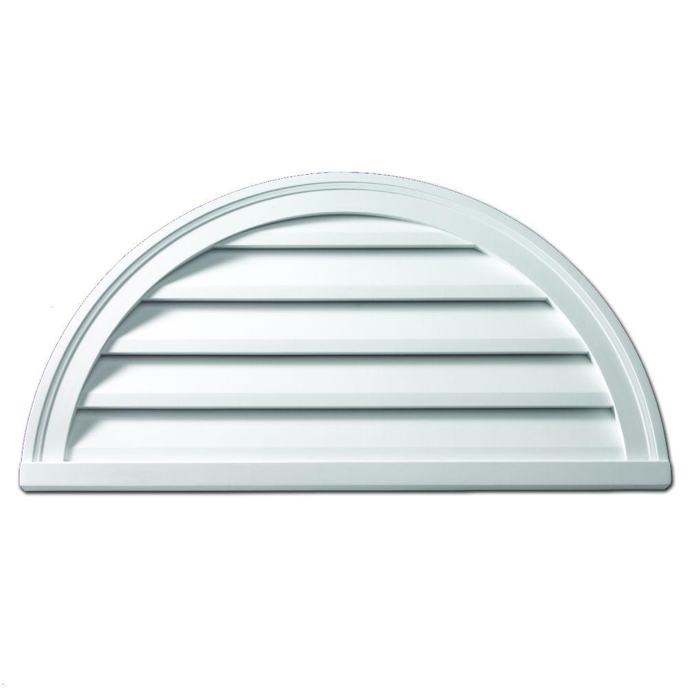 Fypon 48 in. x 24 in. x 2 in. Polyurethane Functional Half Round Louver