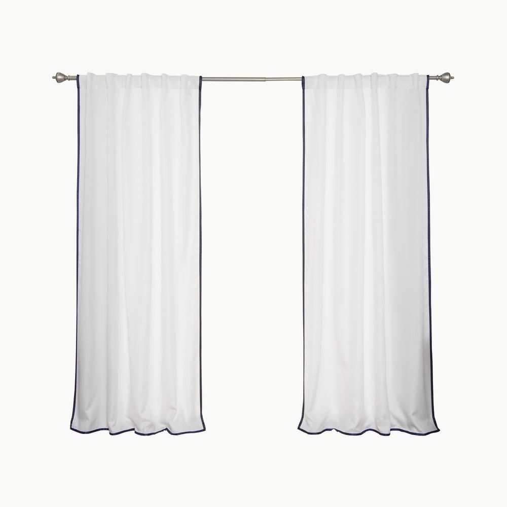 Best Home Fashion Oxford Outdoor 52 in. W x 96 in. L Small Navy Border