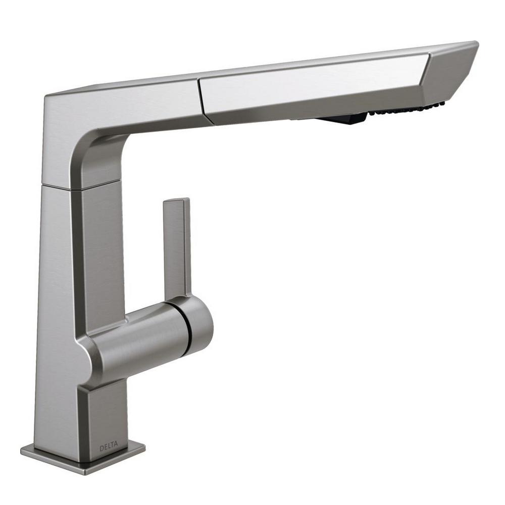 Delta Pivotal Single Handle Pull Out Sprayer Kitchen Faucet In
