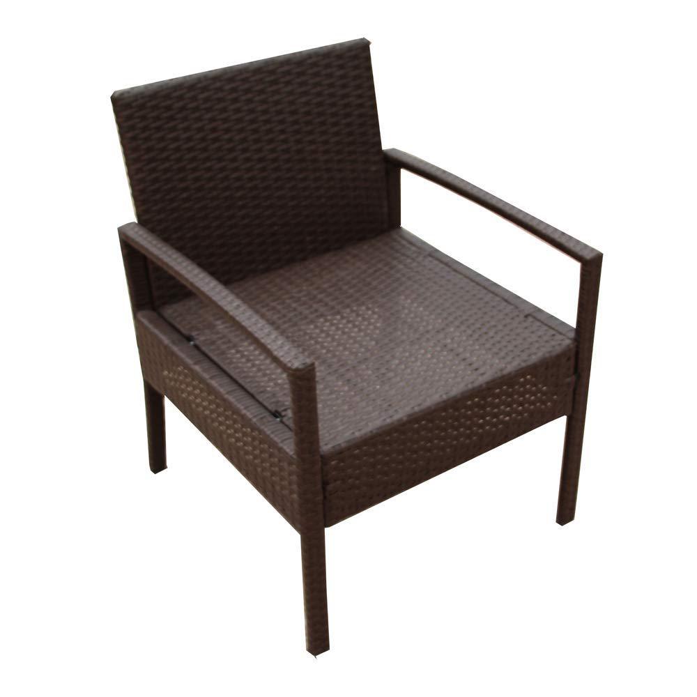Aleko Brown 3 Piece Wicker Patio Conversation Set With Tan Cushions Rtf005br Hd The Home Depot