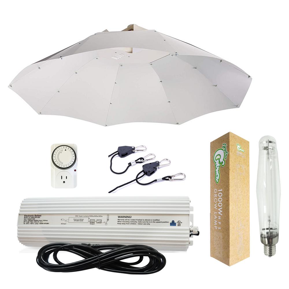 Hydro Crunch 1000 Watt Hps Grow Light System With 42 In Parabolic Vertical Umbrella Hood Reflector Hydro Crunch 1000 Watt Hps Grow Light System With 42 In Parabolic Vertical Umbrella Hood Reflector