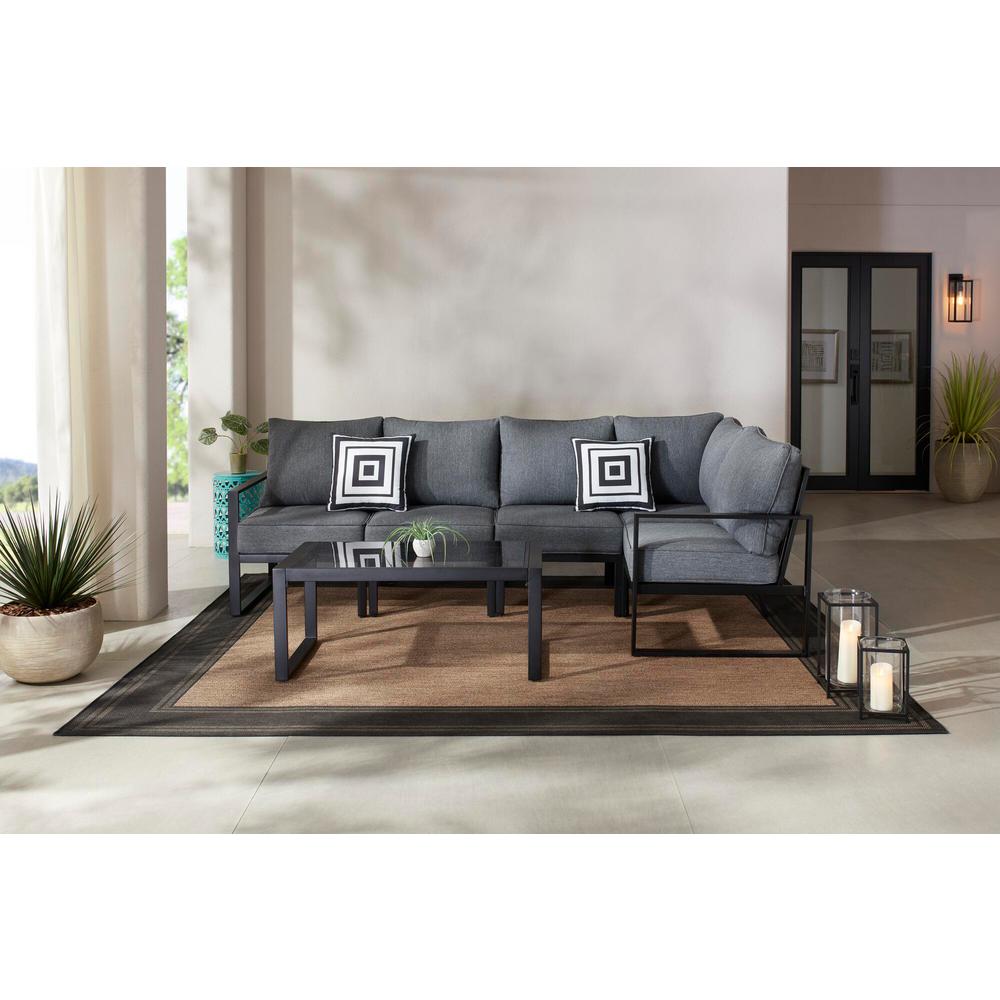Hampton Bay Barclay 6 Piece Black Steel Outdoor Patio Sectional Sofa Set With Gray Cushions And Coffee Table 628 The Home Depot - How Big Should A Coffee Table Be For Sectional Hampton Bay Barclay 6 Piece Black Steel Outdoor Patio Sectional Sofa Set With Gray Cushions And Coffee Table 628 The Home Depot - How Big Should A Coffee Table Be For Sectional