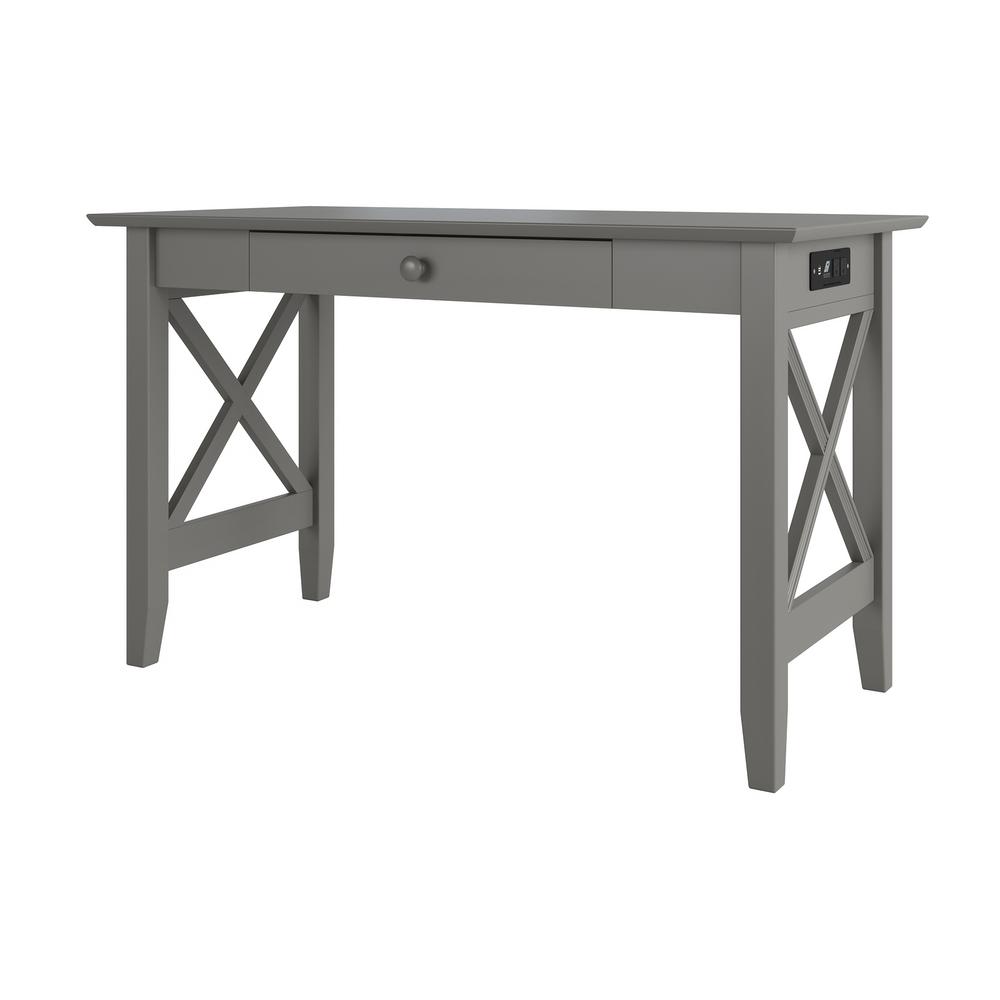 Atlantic Furniture 48 in. Rectangular Gray 1 Drawer Writing Desk with