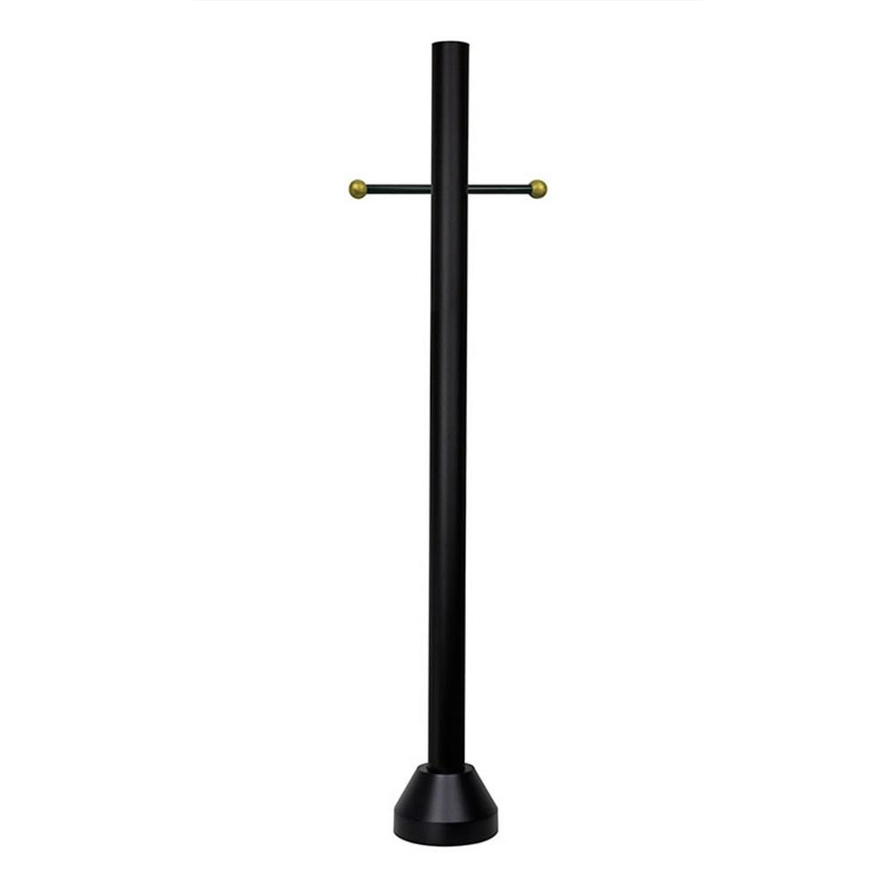 SOLUS 6 ft. Black Surface Mount Aluminum Lamp Post w/ Cross Arm & Cast