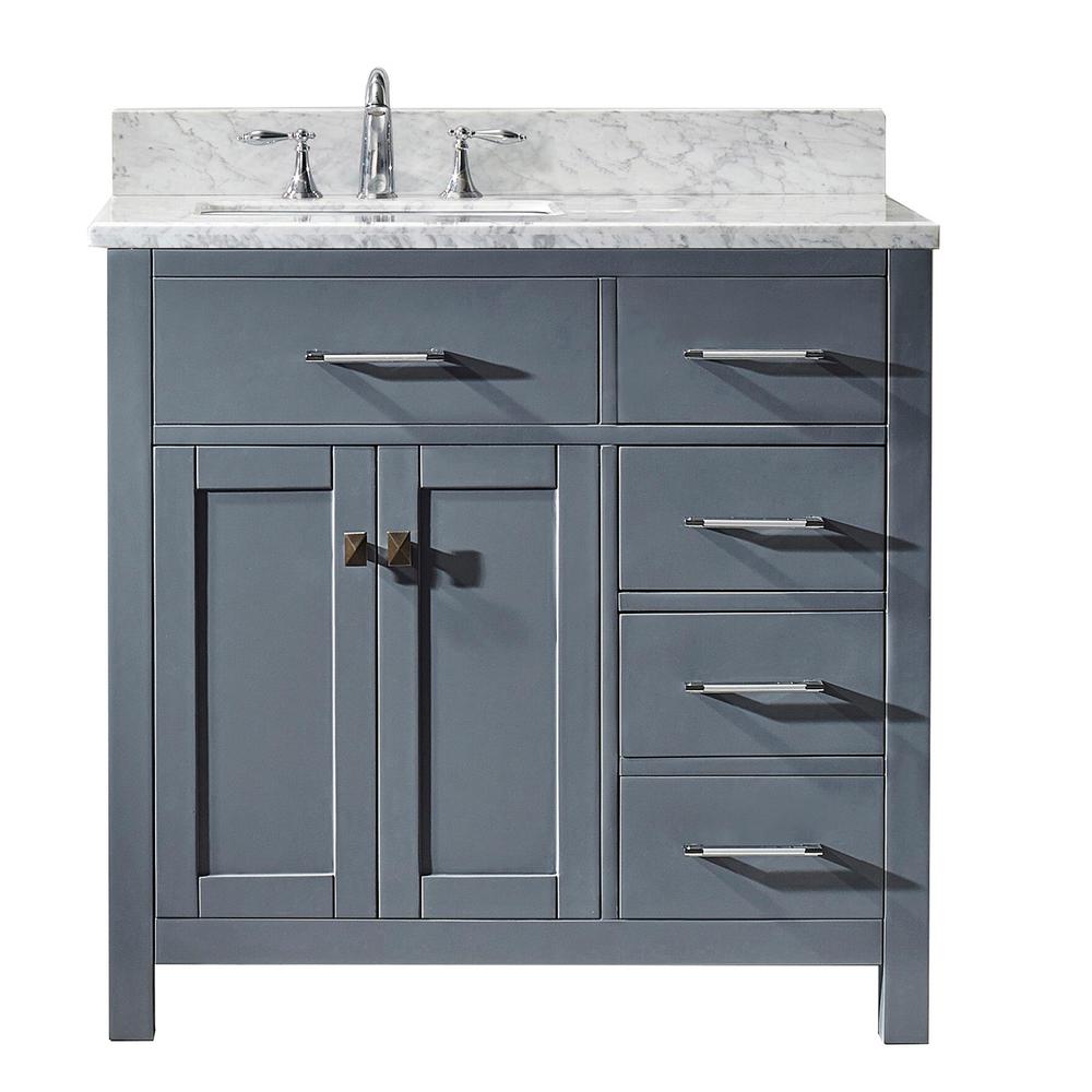 Virtu USA Caroline Parkway 36 in. W x 22 in. D Single Vanity in Gray