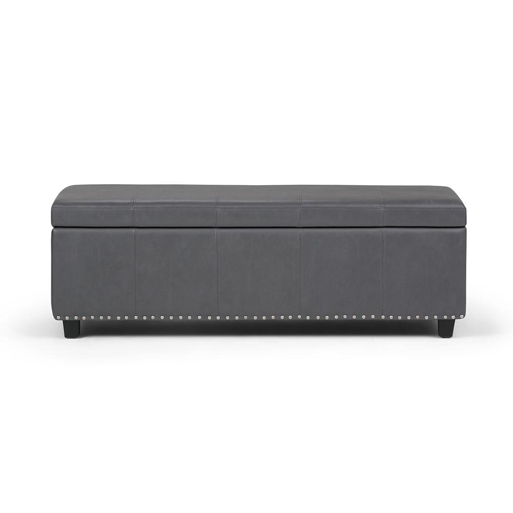 Simpli Home Kingsley Stone Grey Large Storage Ottoman Bench3AXCOT240