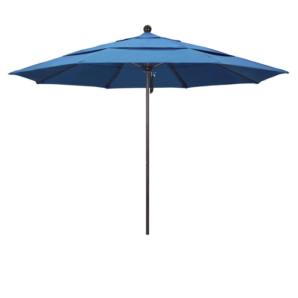 California Umbrella 11 Ft Bronze Aluminum Market Fiberglass Ribs Push Open Outdoor Patio Umbrella In Capri Pacifica Alto118117 Sa26 Dwv The Home Depot