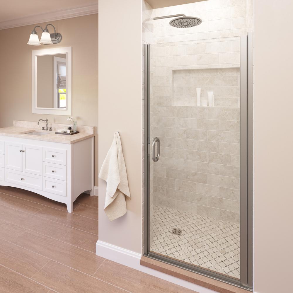 Basco Infinity 33 In X 65 9 16 In Semi Frameless Hinged Shower