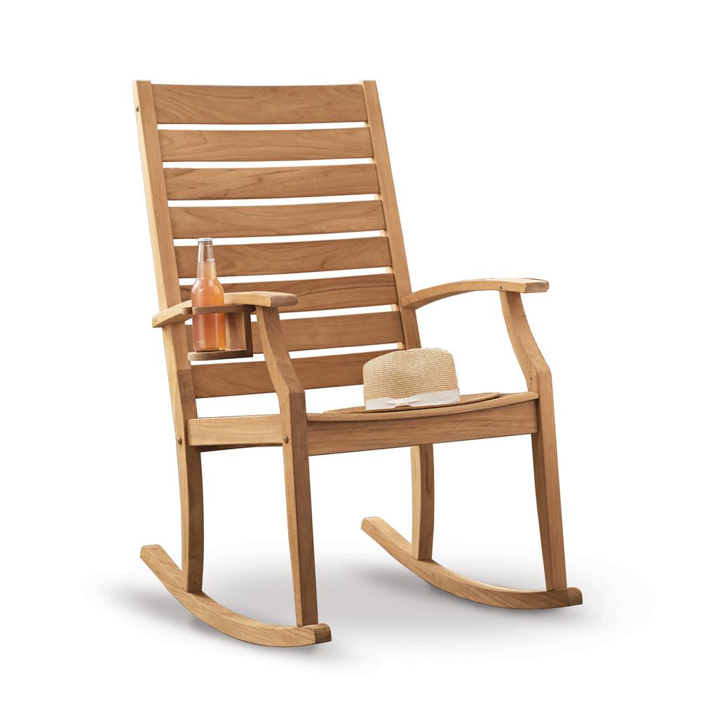 Cambridge Casual Logan Natural Teak Wood Outdoor Rocking ChairHD