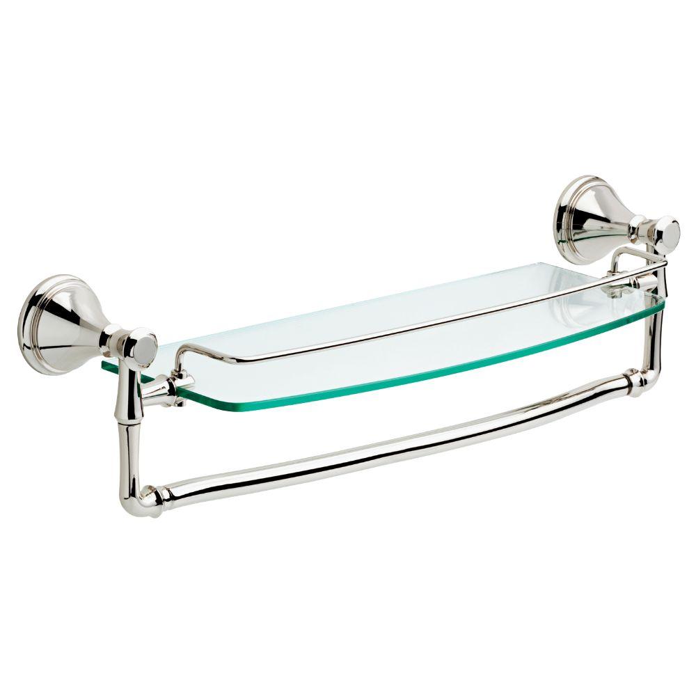 Delta Faucet 79710-PN Cassidy 18-Inch Glass Shelf with Bar, Polished Nickel