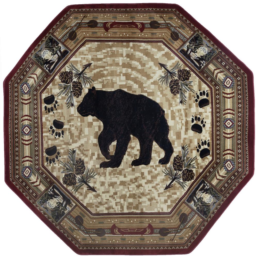 Tayse Rugs Nature Brown 5 Ft 3 In X Indoor Octagon Area Rug
