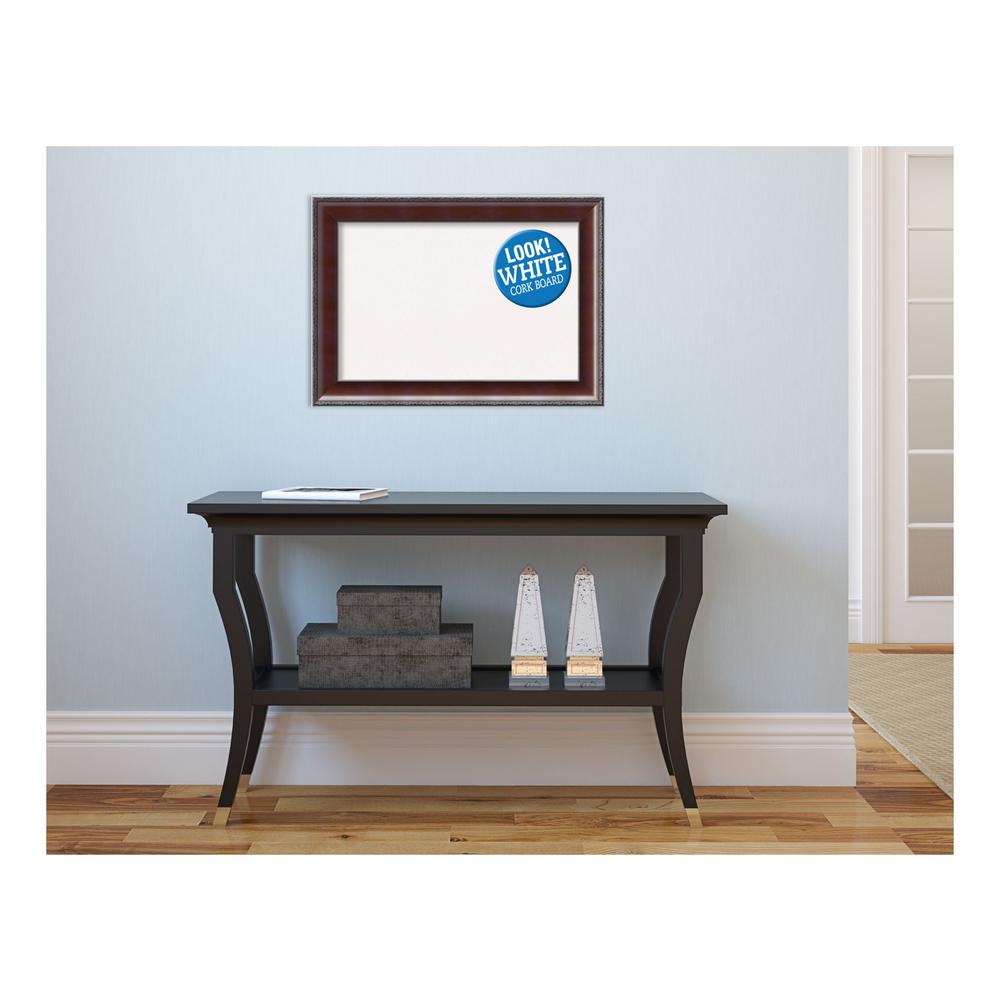 Country Walnut Wood 21 in. x 15 in. Framed White Cork