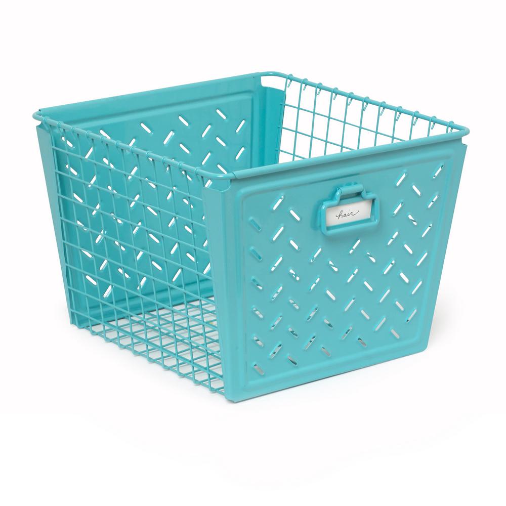 Macklin Large Metal Basket In Teal Macklin Large Metal Basket In Teal