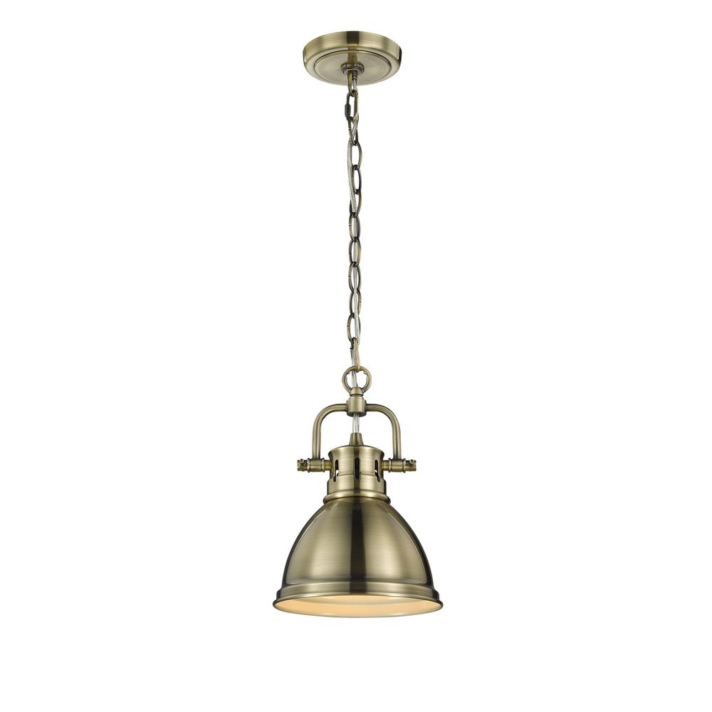 Golden Lighting Duncan Ab 1 Light Aged Brass Pendant With Aged Brass Shade 3602 M1l Ab Ab The