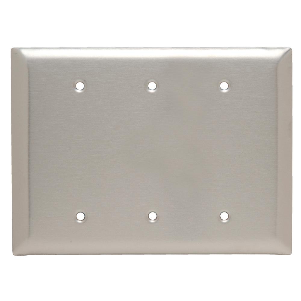 Legrand Stainless Steel 3-Gang Blank Plate Wall Plate (1-Pack)-SSO33 Stainless Steel Plate Home Depot