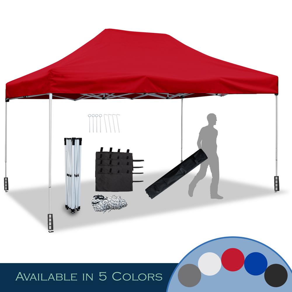 LAUREL CANYON 10 ft. x 15 ft. Red Commercial Instant Carport Canopy Pop-Up Tent Adjustable Legs