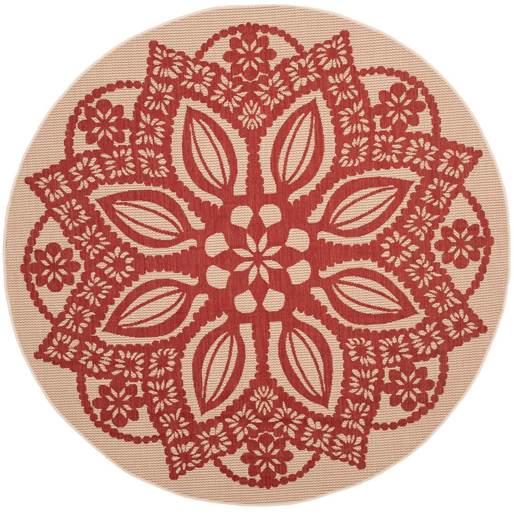 Safavieh Courtyard Beige/Red 7 ft. x 7 ft. Indoor/Outdoor Round Area RugCY61392387R The