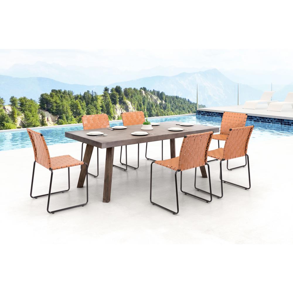 Zuo Patio Furniture Outdoors The Home Depot Beckett Armless Metal Outdoor Dining Chair In Tan 4 Pack