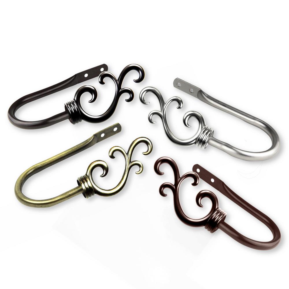 Rod Desyne Swan Holdback Pair In Cocoa 4835 037 The Home Depot Rod Desyne Swan Holdback Pair In Cocoa